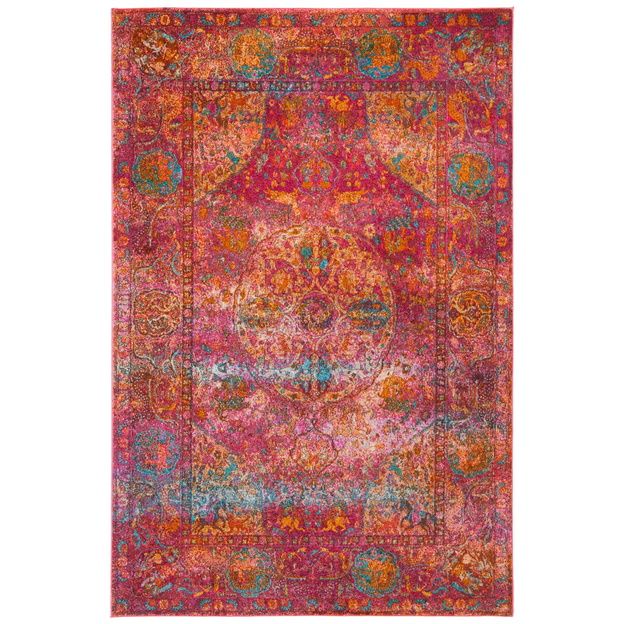 SAFAVIEH Luxor Janelle Modern Overdyed Distressed Fuchsia/ Gold Rug