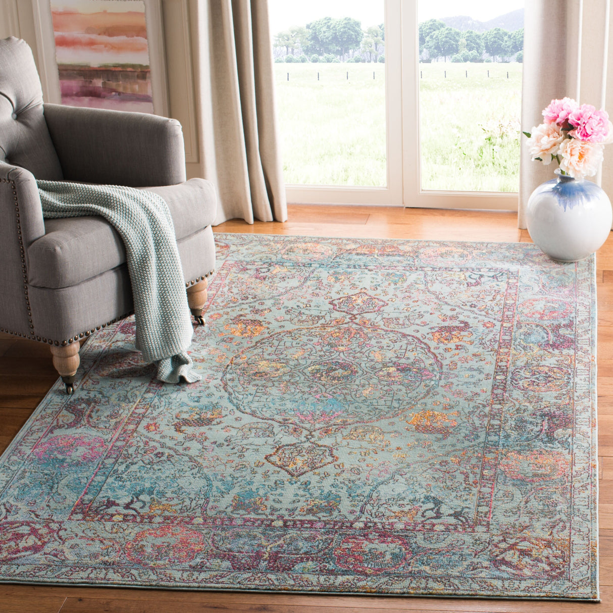 SAFAVIEH Luxor Joetta Boho Medallion Turquoise/ Aqua Rug