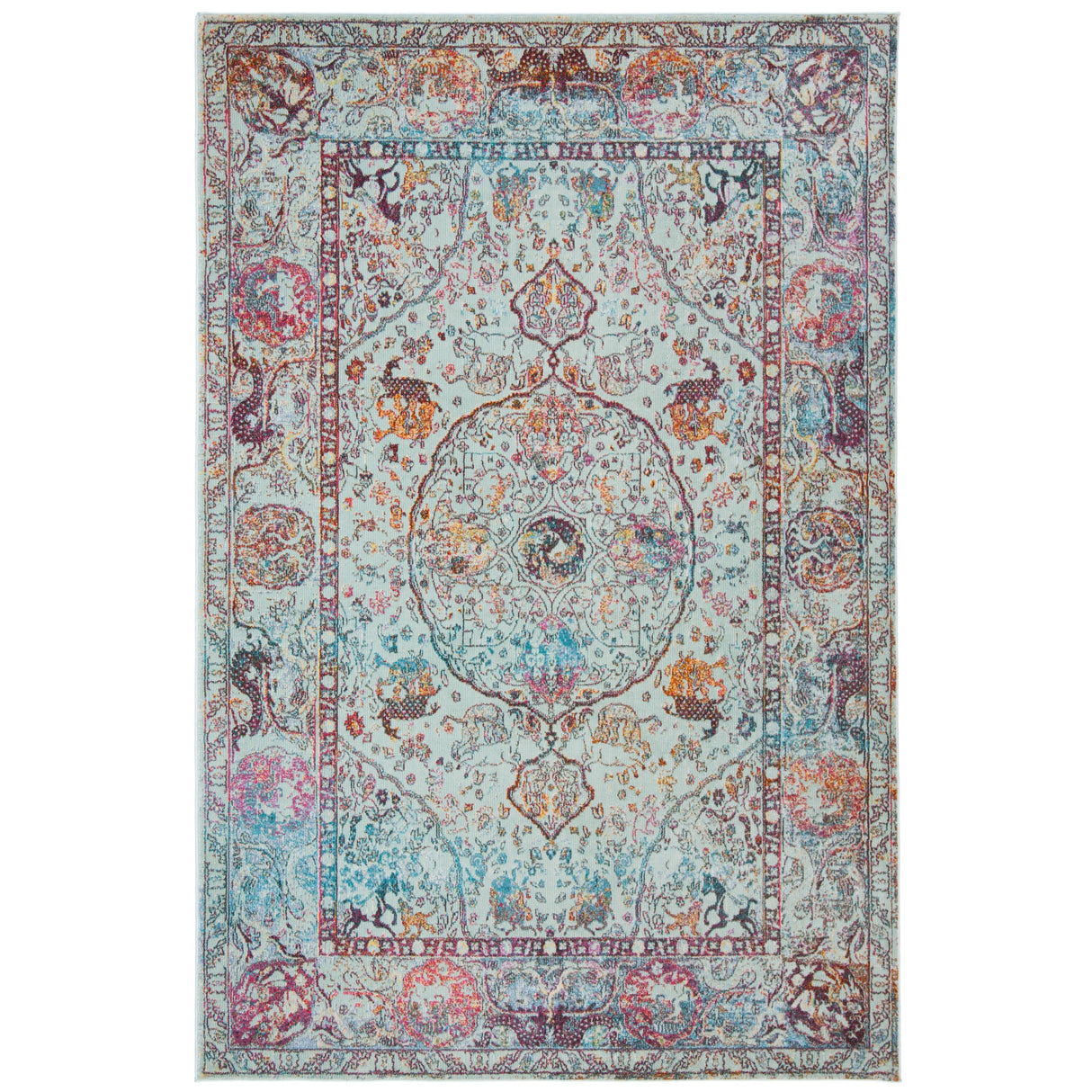 SAFAVIEH Luxor Joetta Boho Medallion Turquoise/ Aqua Rug