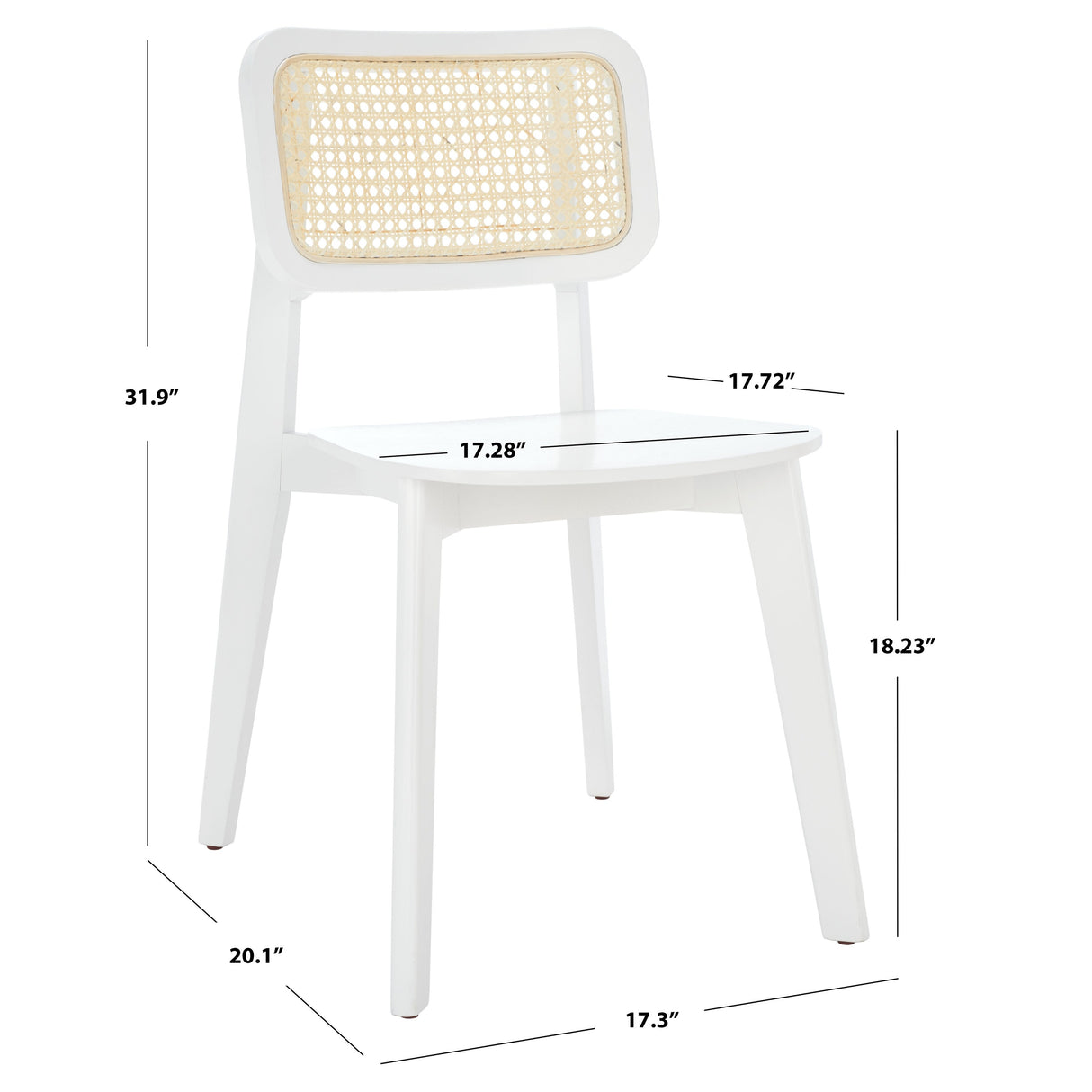 SAFAVIEH Luz Cane Dining Chair - 17" W x 20" D x 32" H - 17Wx20Dx32H