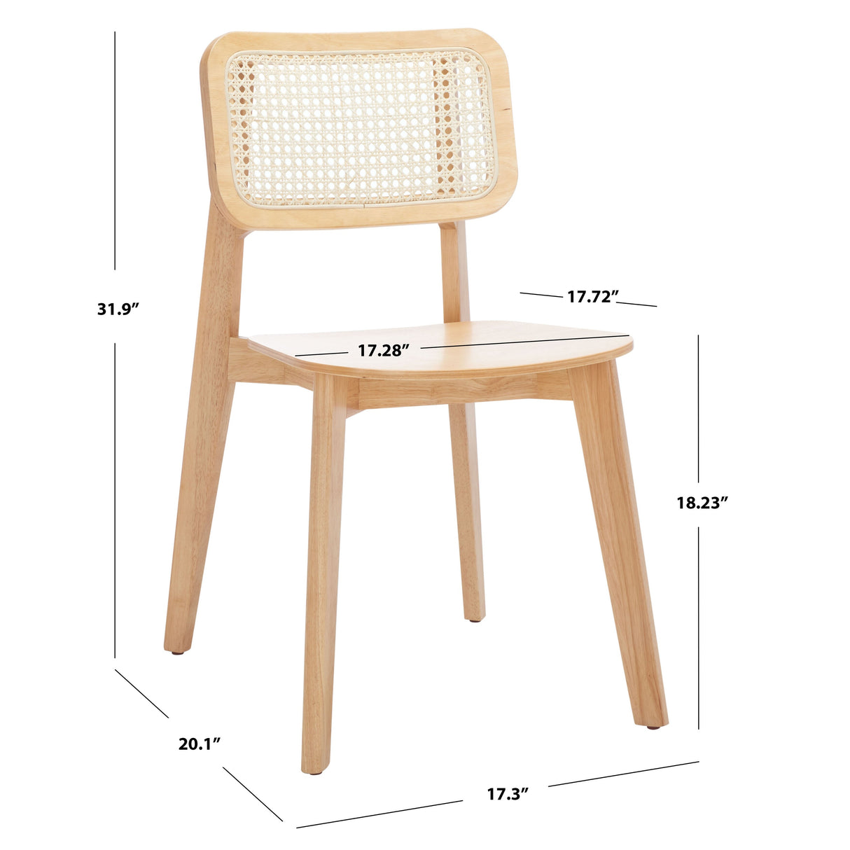 SAFAVIEH Luz Cane Dining Chair - 17" W x 20" D x 32" H - 17Wx20Dx32H