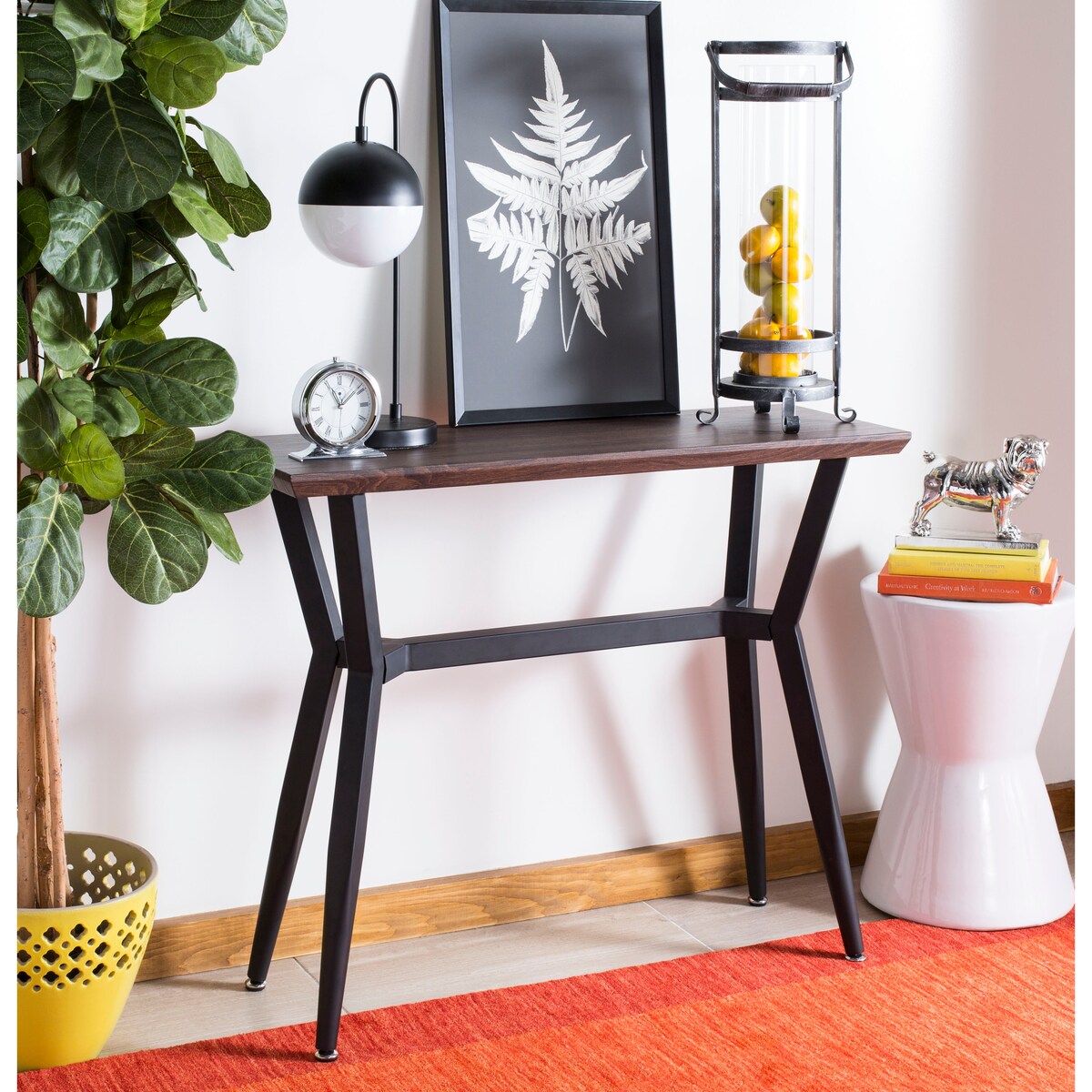 SAFAVIEH Lynda Brown/ Black Console Table - 39.4" x 13.7" x 31.4" - 39Wx14Dx31H