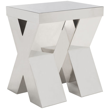 SAFAVIEH Lyndia Chic x-Cross Stainless Steel End Table - 16Wx12Dx18H