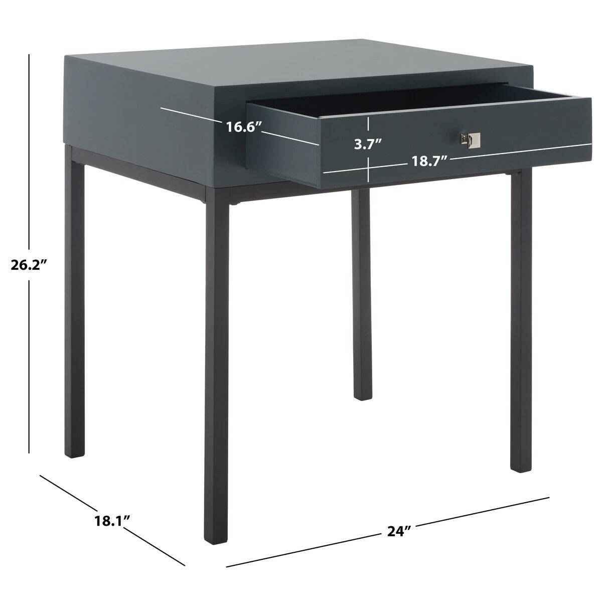 SAFAVIEH Madie Ash Grey End Table - 24" x 18.1" x 26.2" - 24Wx18Dx26H