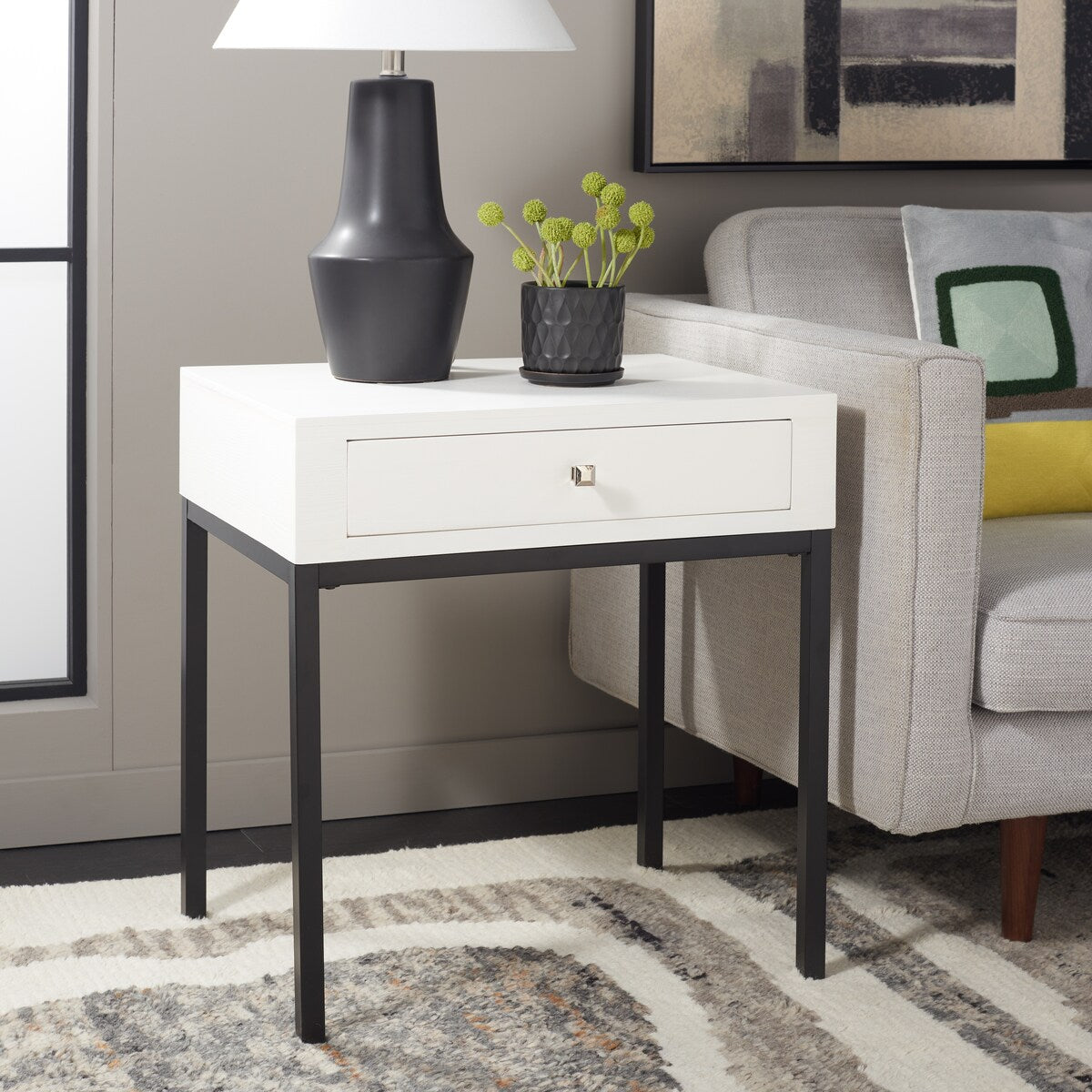 SAFAVIEH Madie Ash Grey End Table - 24" x 18.1" x 26.2" - 24Wx18Dx26H