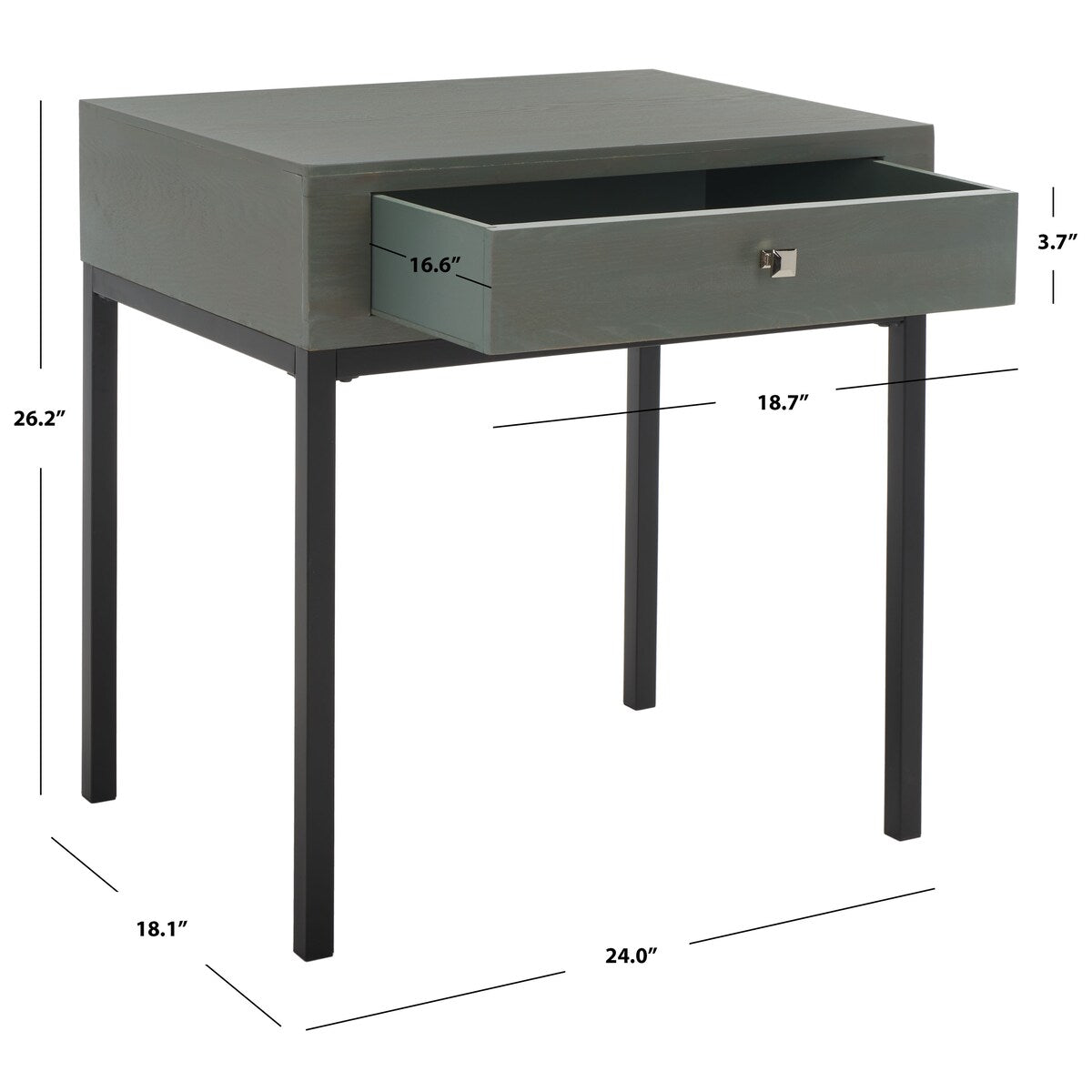 SAFAVIEH Madie Ash Grey End Table - 24" x 18.1" x 26.2" - 24Wx18Dx26H