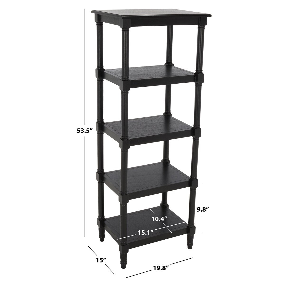 SAFAVIEH Madlyn 5 Shelf Bookcase - 20 In. W x 15 In. D x 54 In. H - 20Wx15Dx54H