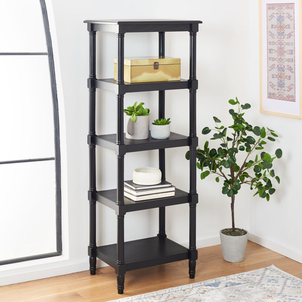 SAFAVIEH Madlyn 5 Shelf Bookcase - 20 In. W x 15 In. D x 54 In. H - 20Wx15Dx54H