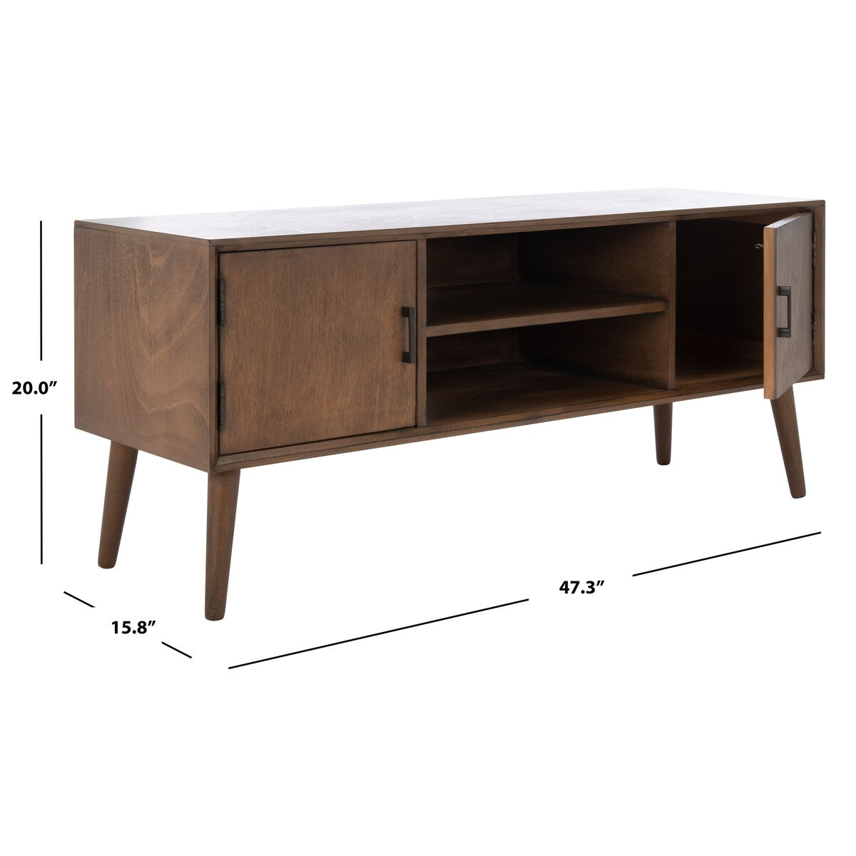 SAFAVIEH Maegan Mid-Century 47-inch Storage Media TV Stand - 47.3" W x 15.8" L x 20" H - 47Wx16Dx20H