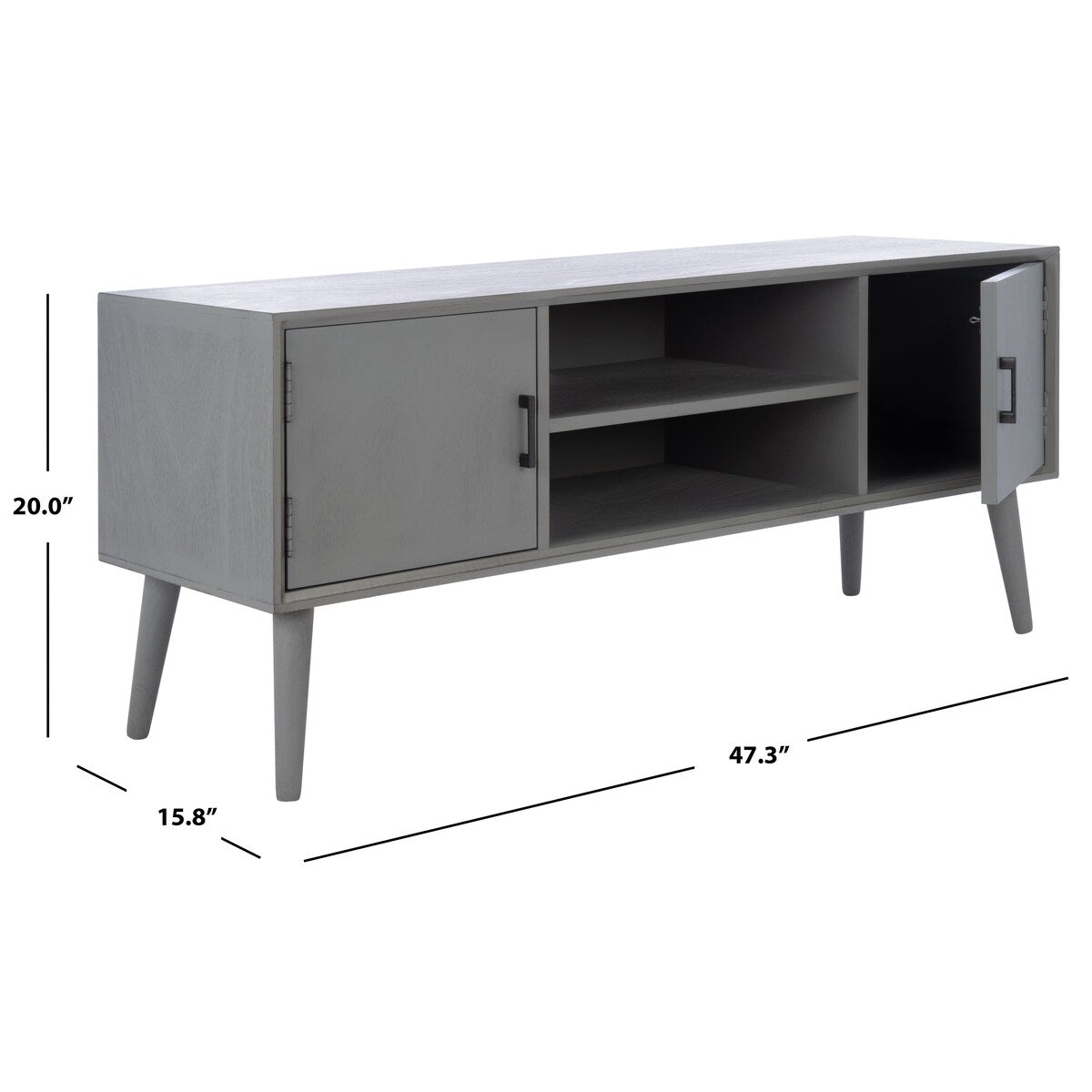 SAFAVIEH Maegan Mid-Century 47-inch Storage Media TV Stand - 47.3" W x 15.8" L x 20" H - 47Wx16Dx20H