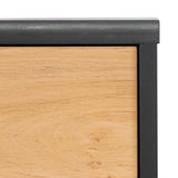 SAFAVIEH Magen Black/ Oak 55-inch Storage TV Media Stand - 55.1" W x 15.4" L x 16.4" H - 55Wx15Dx16H