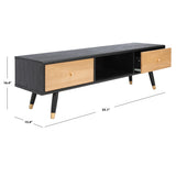 SAFAVIEH Magen Black/ Oak 55-inch Storage TV Media Stand - 55.1" W x 15.4" L x 16.4" H - 55Wx15Dx16H