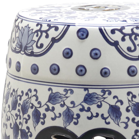 SAFAVIEH Magnolia Blue And White Painting Ceramic Decorative Garden Stool