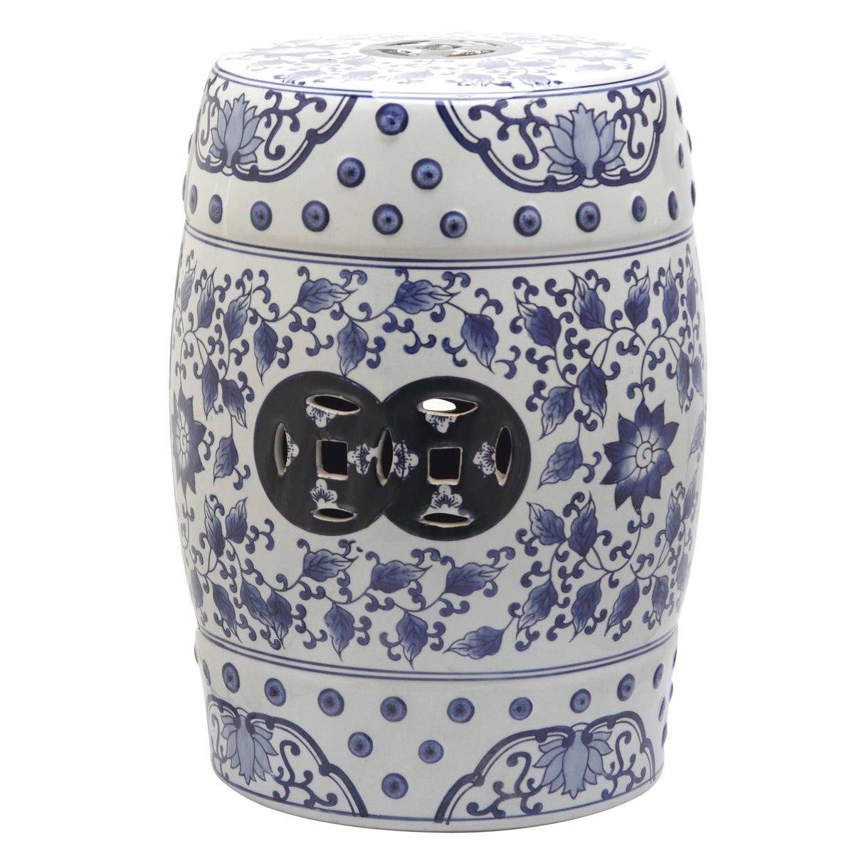 SAFAVIEH Magnolia Blue And White Painting Ceramic Decorative Garden Stool