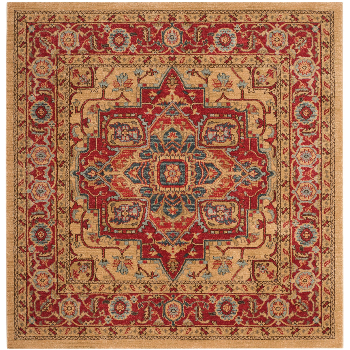 SAFAVIEH Mahal Beverley Traditional Grandeur Red/ Natural Rug