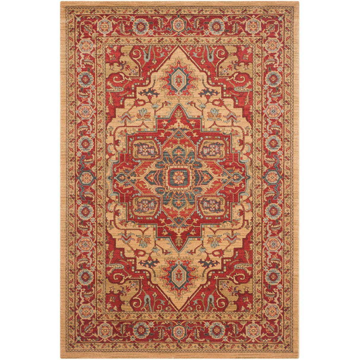 SAFAVIEH Mahal Beverley Traditional Grandeur Red/ Natural Rug