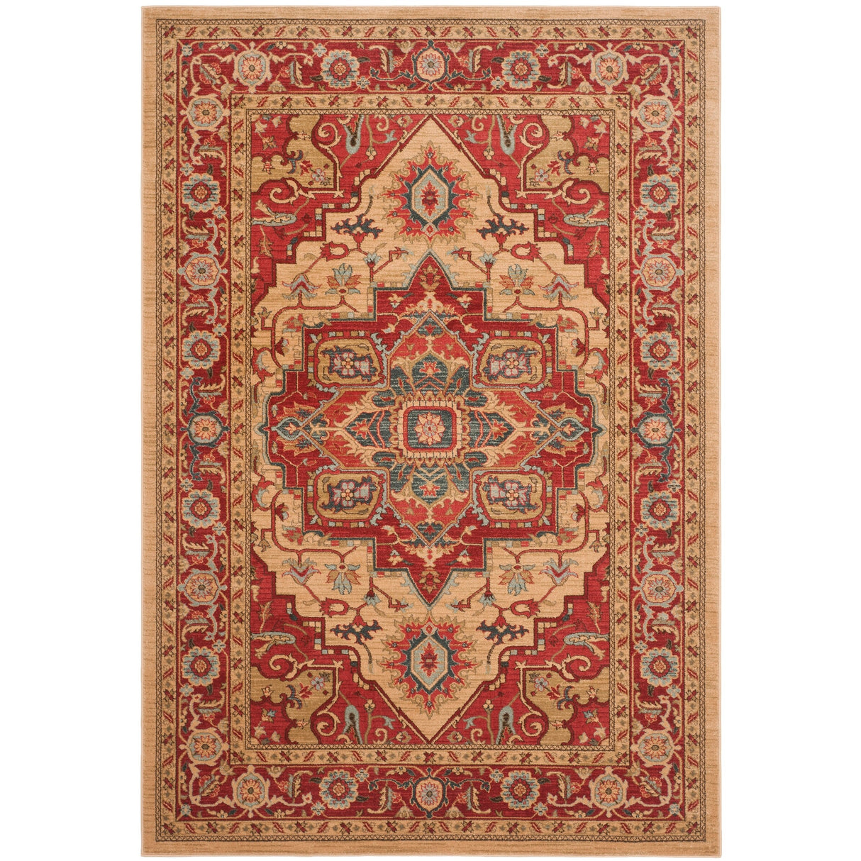 SAFAVIEH Mahal Beverley Traditional Grandeur Red/ Natural Rug