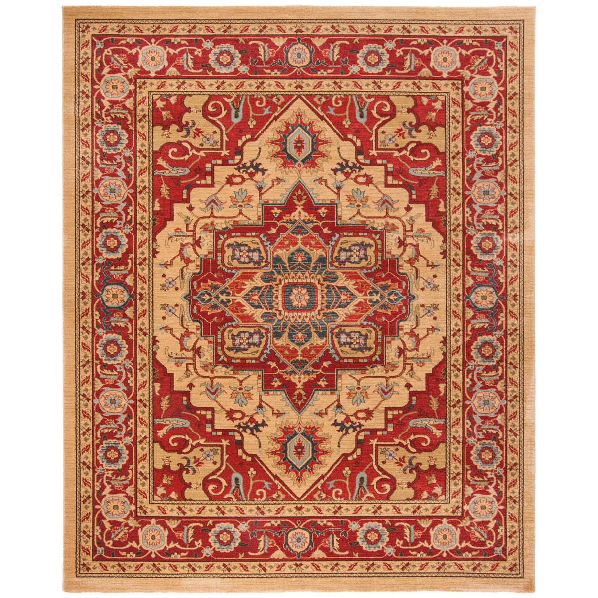 SAFAVIEH Mahal Beverley Traditional Grandeur Red/ Natural Rug