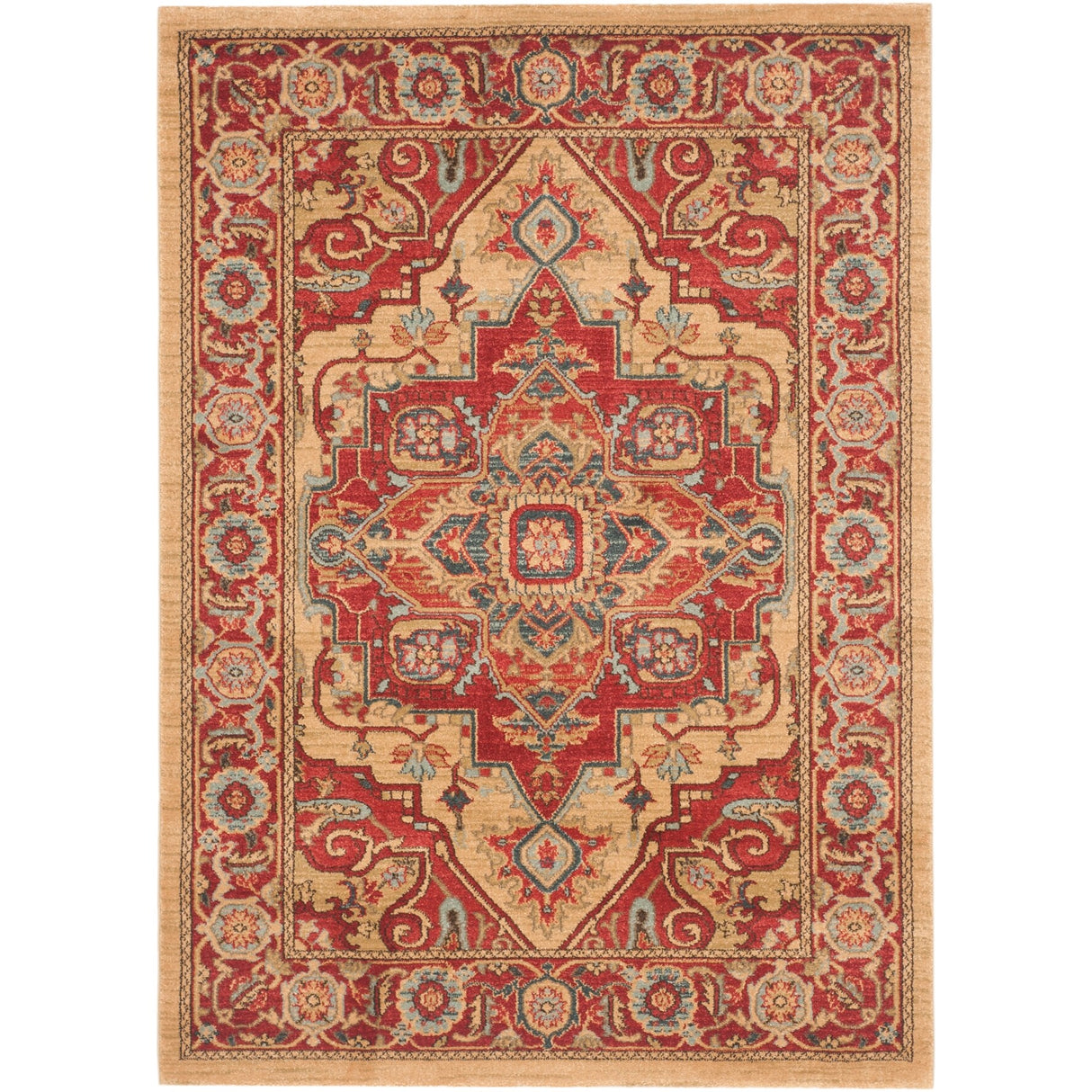 SAFAVIEH Mahal Beverley Traditional Grandeur Red/ Natural Rug