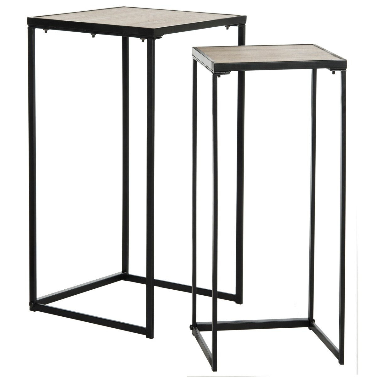 SAFAVIEH Maralyn Mid-Century Modern Light Grey / Black End Table - 16.5" x 16.5" x 31.5" - 17Wx17Dx32H