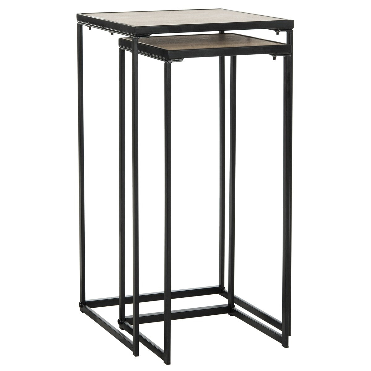 SAFAVIEH Maralyn Mid-Century Modern Light Grey / Black End Table - 16.5" x 16.5" x 31.5" - 17Wx17Dx32H