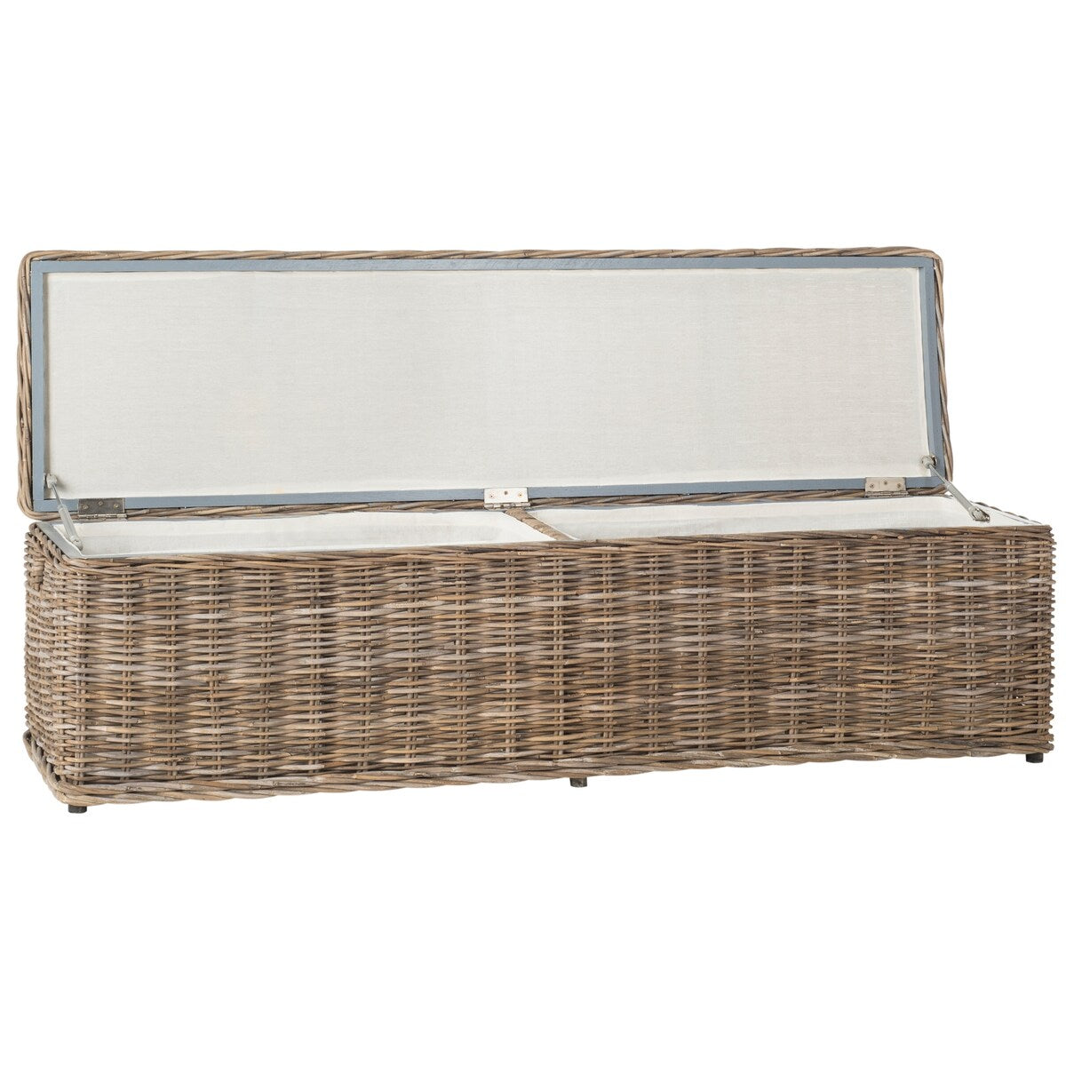 SAFAVIEH Marcelien Grey Natural Rattan Storage Trunk - 63" x 18.1" x 18.7" - 63Wx18Dx19H