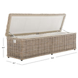 SAFAVIEH Marcelien Grey Natural Rattan Storage Trunk - 63" x 18.1" x 18.7" - 63Wx18Dx19H