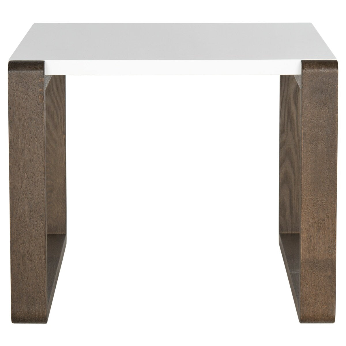 SAFAVIEH Marcelina Mid-Century Modern White/ Dark Brown Lacquer End Table - 21.6" x 23.6" x 17.6" - 22Wx24Dx18H