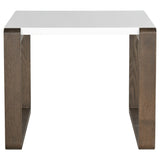 SAFAVIEH Marcelina Mid-Century Modern White/ Dark Brown Lacquer End Table - 21.6" x 23.6" x 17.6" - 22Wx24Dx18H