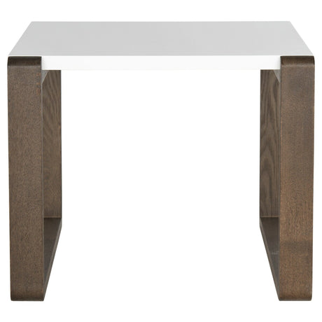 SAFAVIEH Marcelina Mid-Century Modern White/ Dark Brown Lacquer End Table - 21.6" x 23.6" x 17.6" - 22Wx24Dx18H