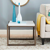 SAFAVIEH Marcelina Mid-Century Modern White/ Dark Brown Lacquer End Table - 21.6" x 23.6" x 17.6" - 22Wx24Dx18H