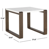 SAFAVIEH Marcelina Mid-Century Modern White/ Dark Brown Lacquer End Table - 21.6" x 23.6" x 17.6" - 22Wx24Dx18H