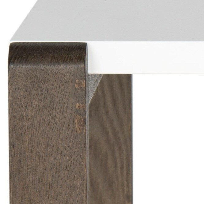 SAFAVIEH Marcelina Mid-Century Modern White/ Dark Brown Lacquer End Table - 21.6" x 23.6" x 17.6" - 22Wx24Dx18H