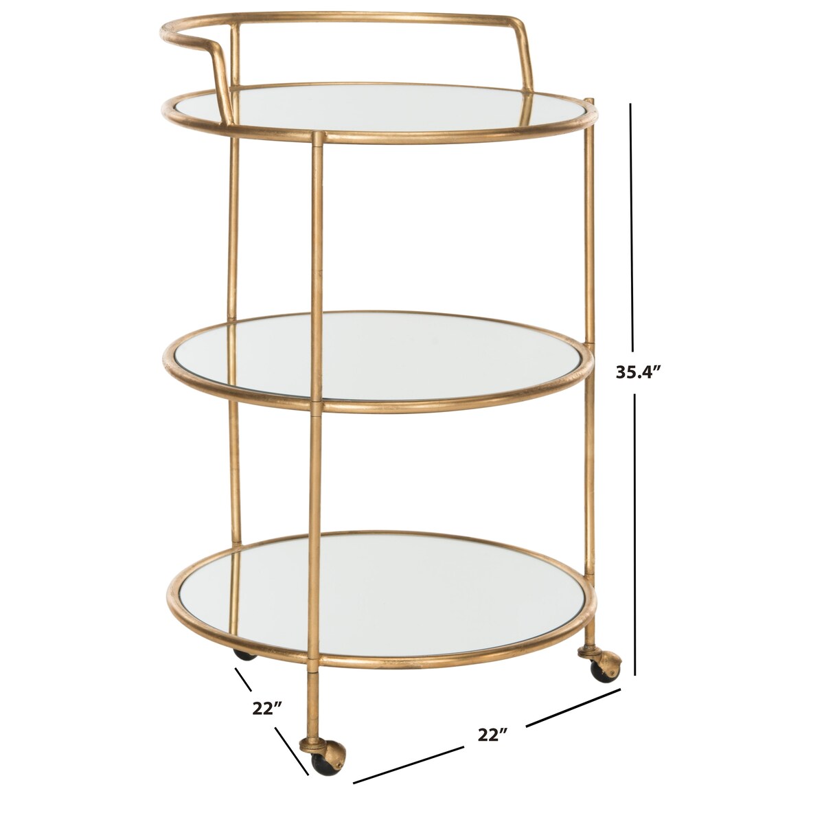 SAFAVIEH Margene Silver/ Mirror Top Bar Cart - 22" x 22" x 35.4" - 22Wx22Dx35H