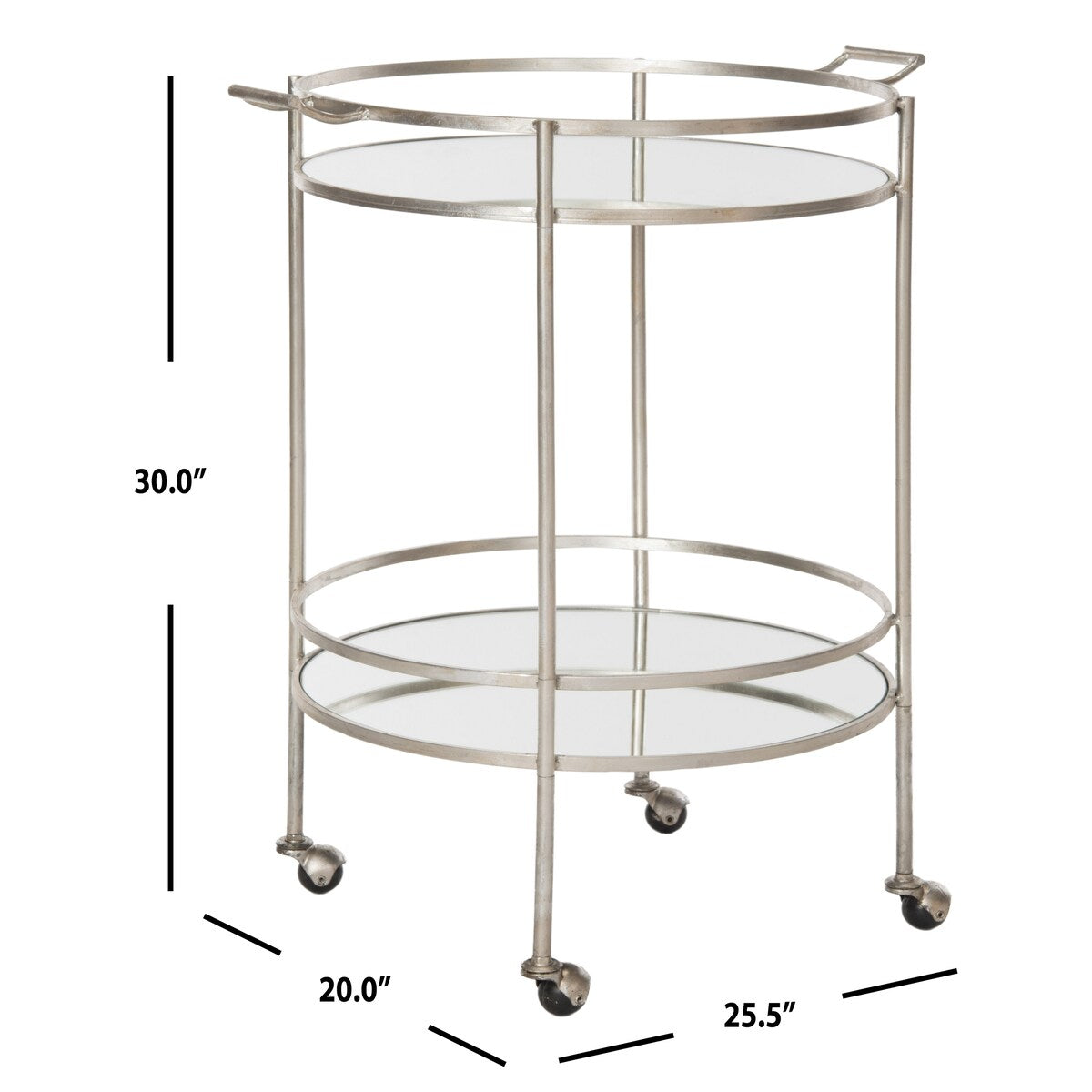 SAFAVIEH Margy Silver/ Mirror Top Bar Cart - 26Wx20Dx30H