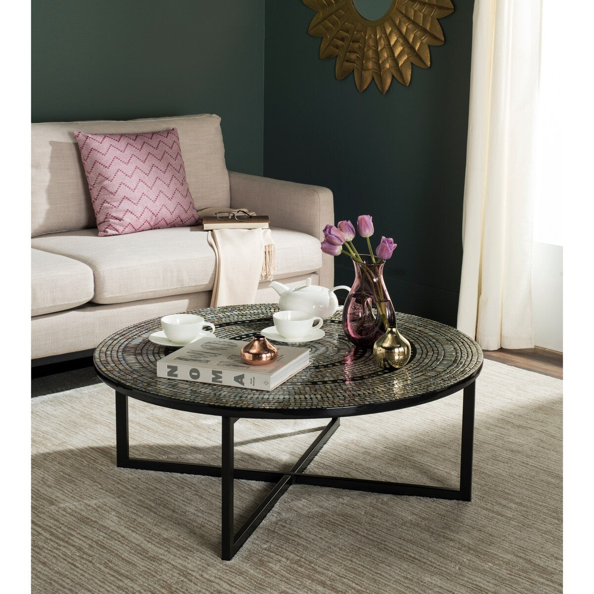 SAFAVIEH Marharita Cream Coffee Table - 39.8" x 39.8" x 15.4" - 40Wx40Dx15H