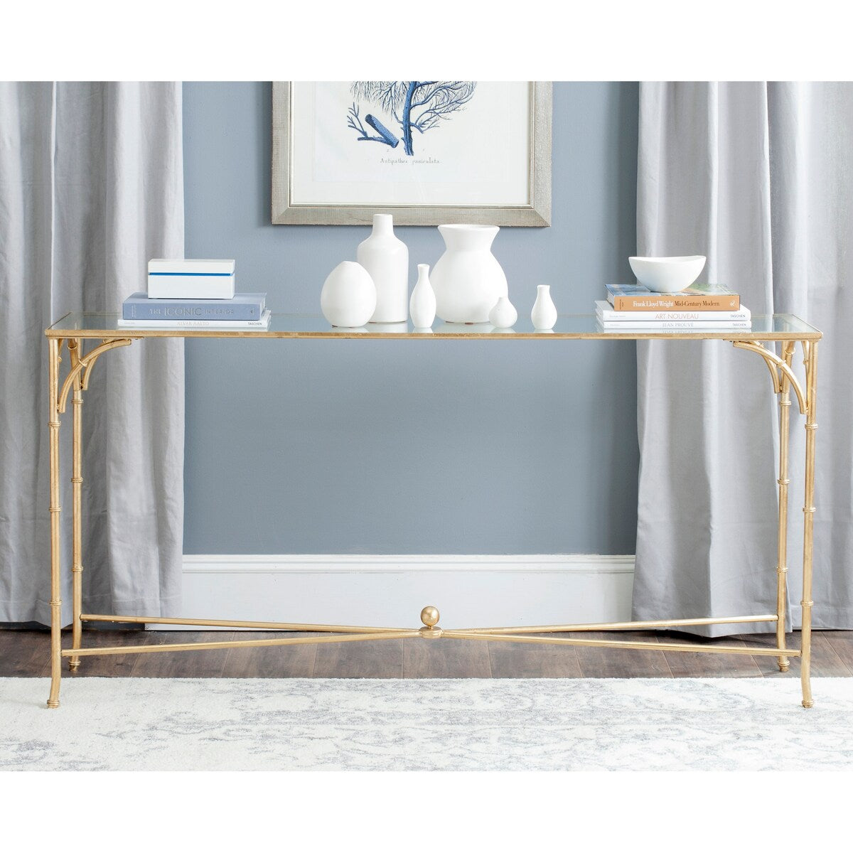 SAFAVIEH Marilee Gold Console Table - 63" x 16" x 32" - 63Wx16Dx32H