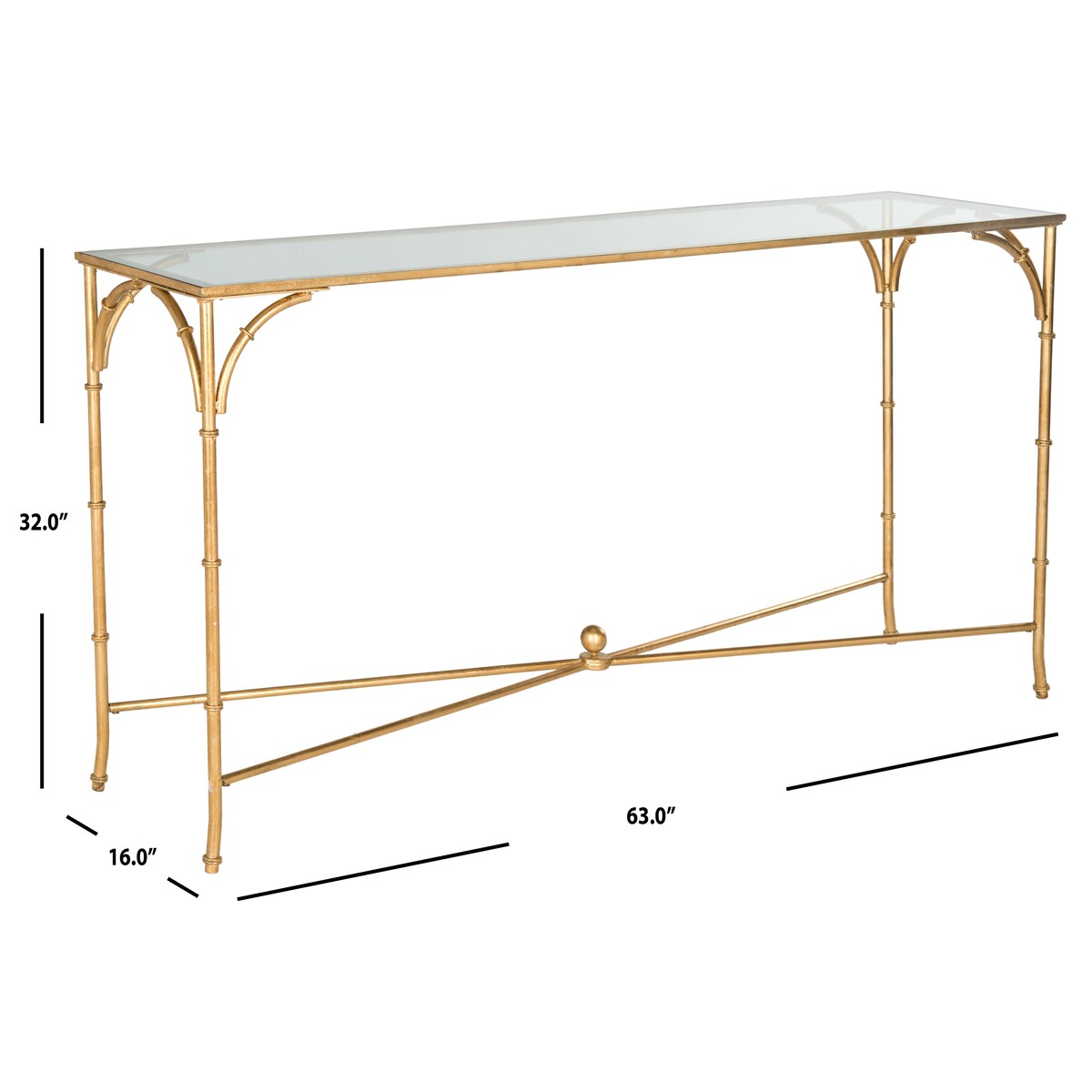 SAFAVIEH Marilee Gold Console Table - 63" x 16" x 32" - 63Wx16Dx32H