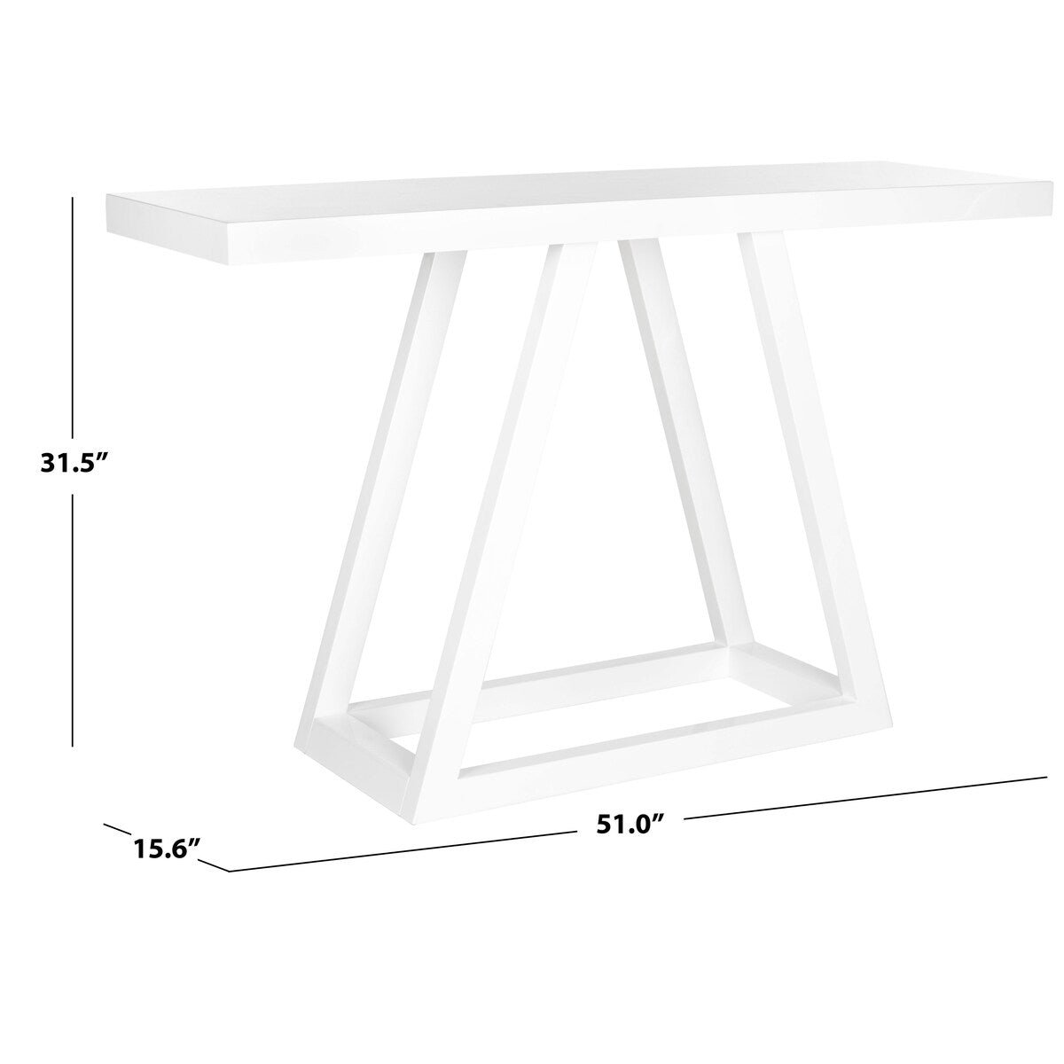 SAFAVIEH Marla White Lacquer Console - 51" x 15.6" x 31.5" - 51Wx16Dx32H