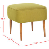 SAFAVIEH Marlana Mid-Century Green Linen Blend Ottoman