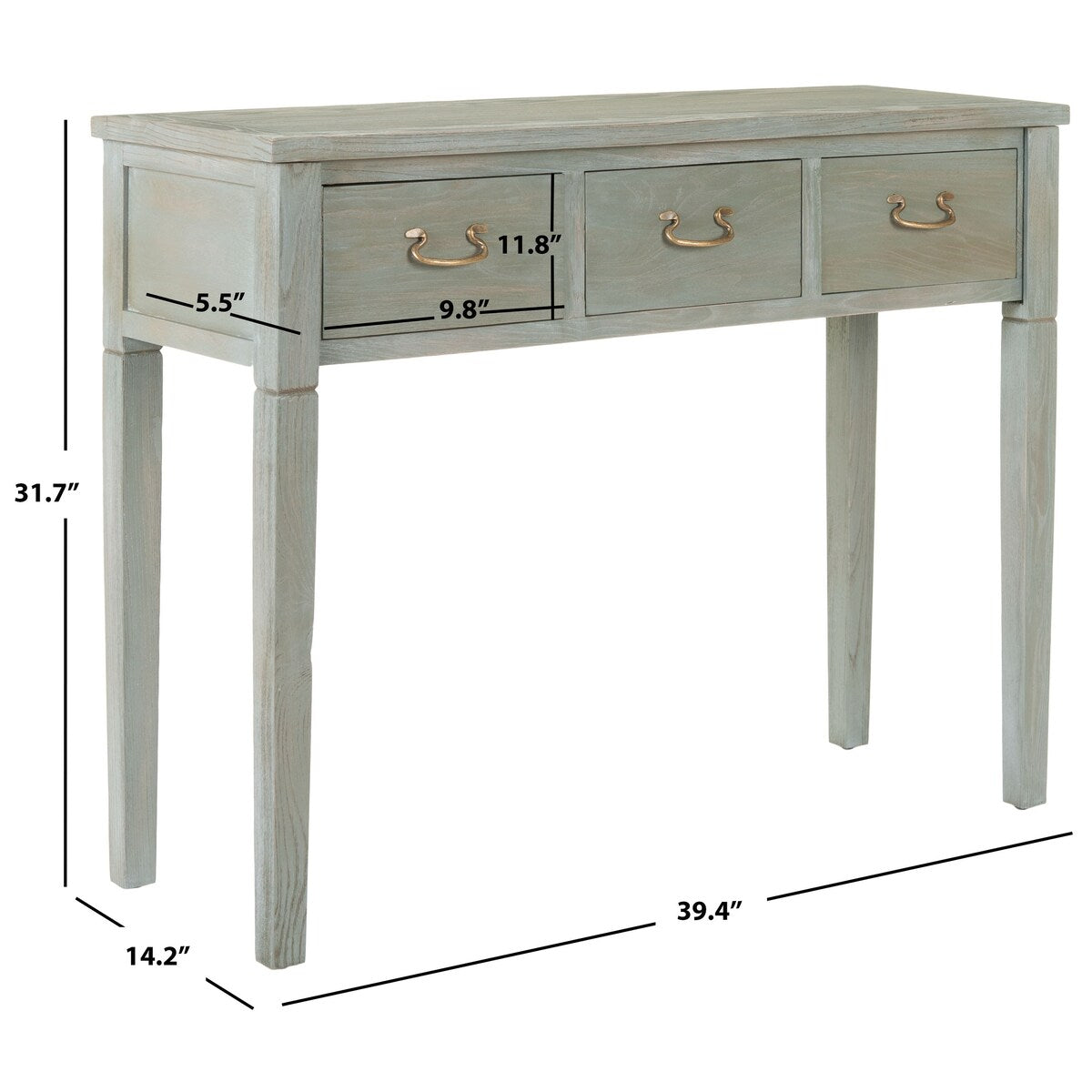 SAFAVIEH Marleine Antiqued Grey Console Table - 39.4" x 14.2" x 31.7" - 39Wx14Dx32H