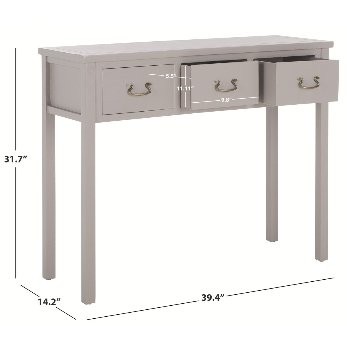 SAFAVIEH Marleine Antiqued Grey Console Table - 39.4" x 14.2" x 31.7" - 39Wx14Dx32H