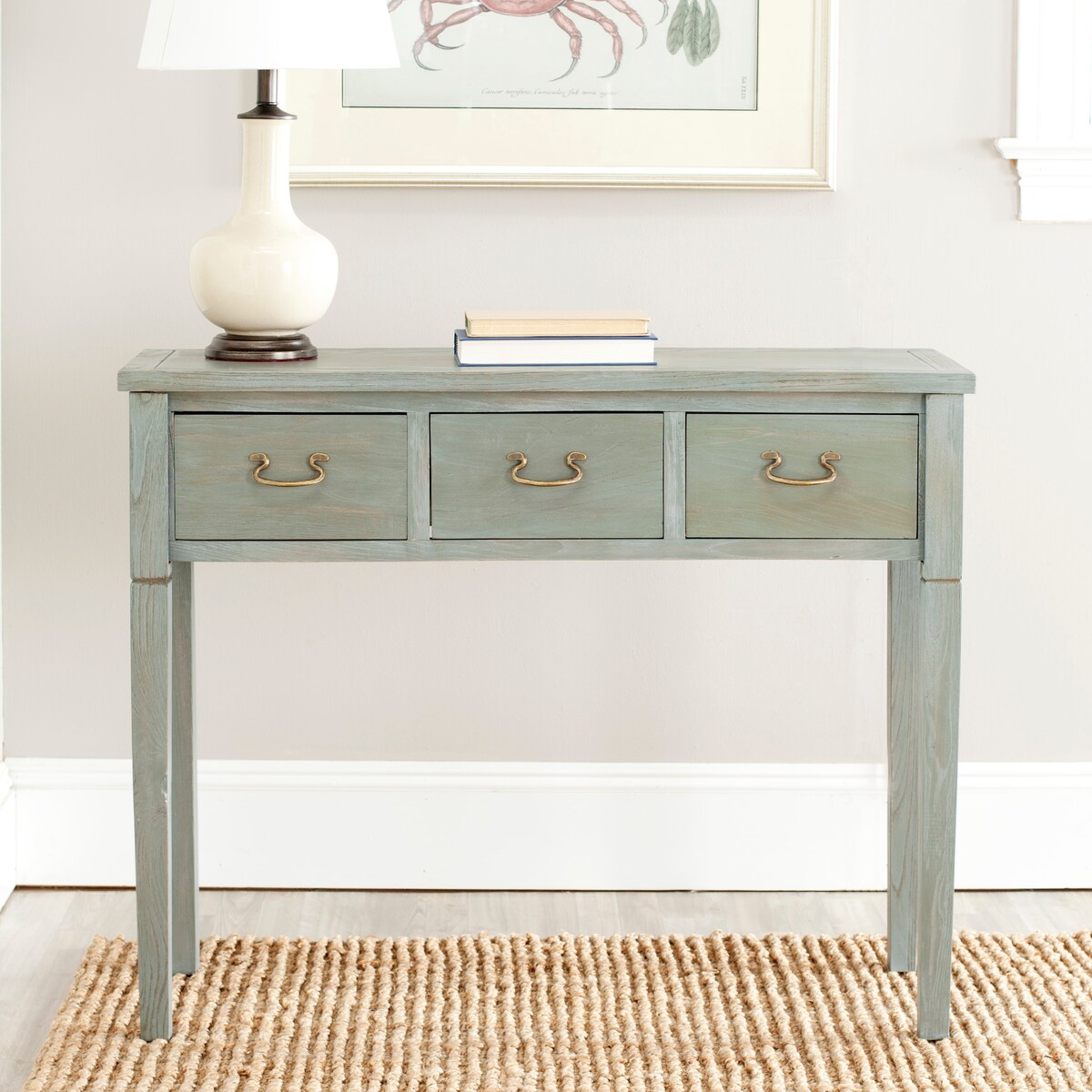 SAFAVIEH Marleine Antiqued Grey Console Table - 39.4" x 14.2" x 31.7" - 39Wx14Dx32H