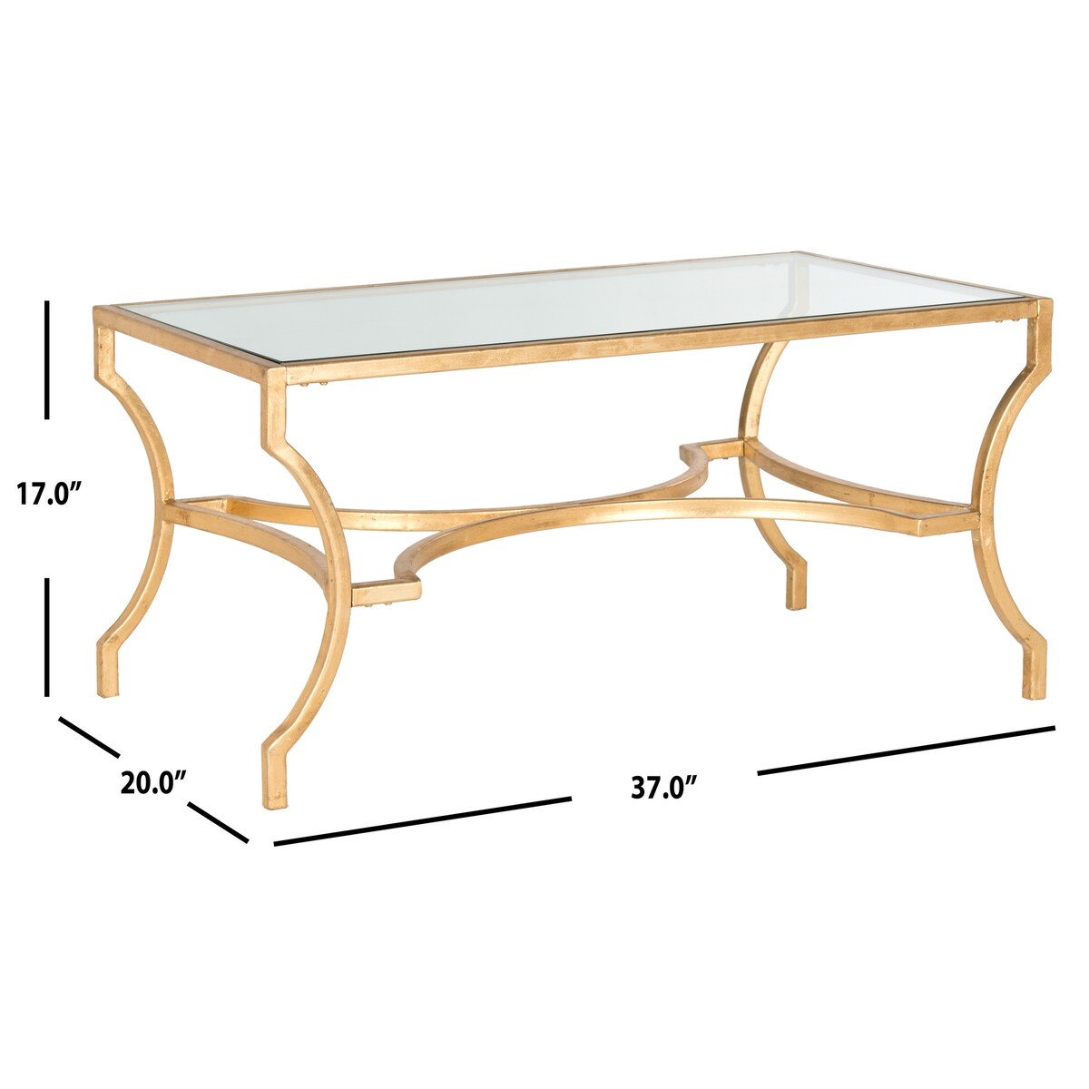 SAFAVIEH Marva Gold Coffee Table - 37" x 20" x 17" - 37Wx20Dx17H