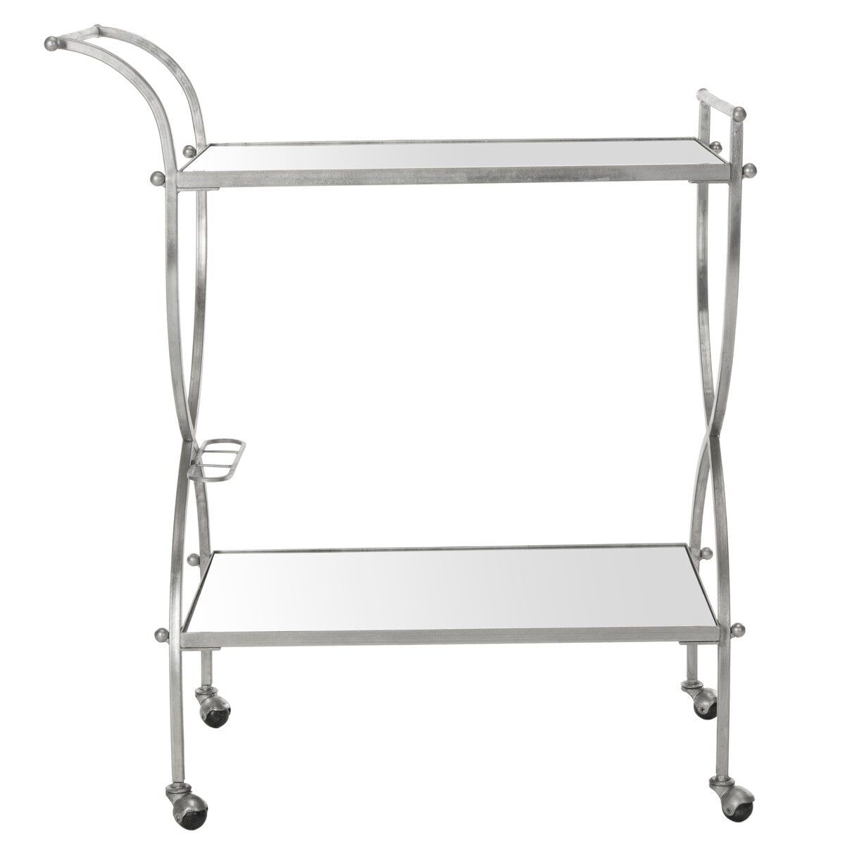 SAFAVIEH Maryanne Silver/ Mirror Top Bar Cart - 33.5" x 20.1" x 38.6" - 34Wx20Dx39H