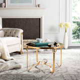 SAFAVIEH Marylyn Gold Leaf Round Coffee Table - Glass Ball - 28.3" x 28.3" x 18.8" - 28Wx28Dx19H