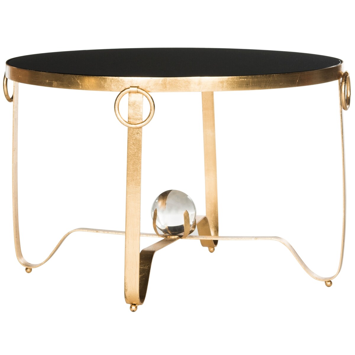 SAFAVIEH Marylyn Gold Leaf Round Coffee Table - Glass Ball - 28.3" x 28.3" x 18.8" - 28Wx28Dx19H