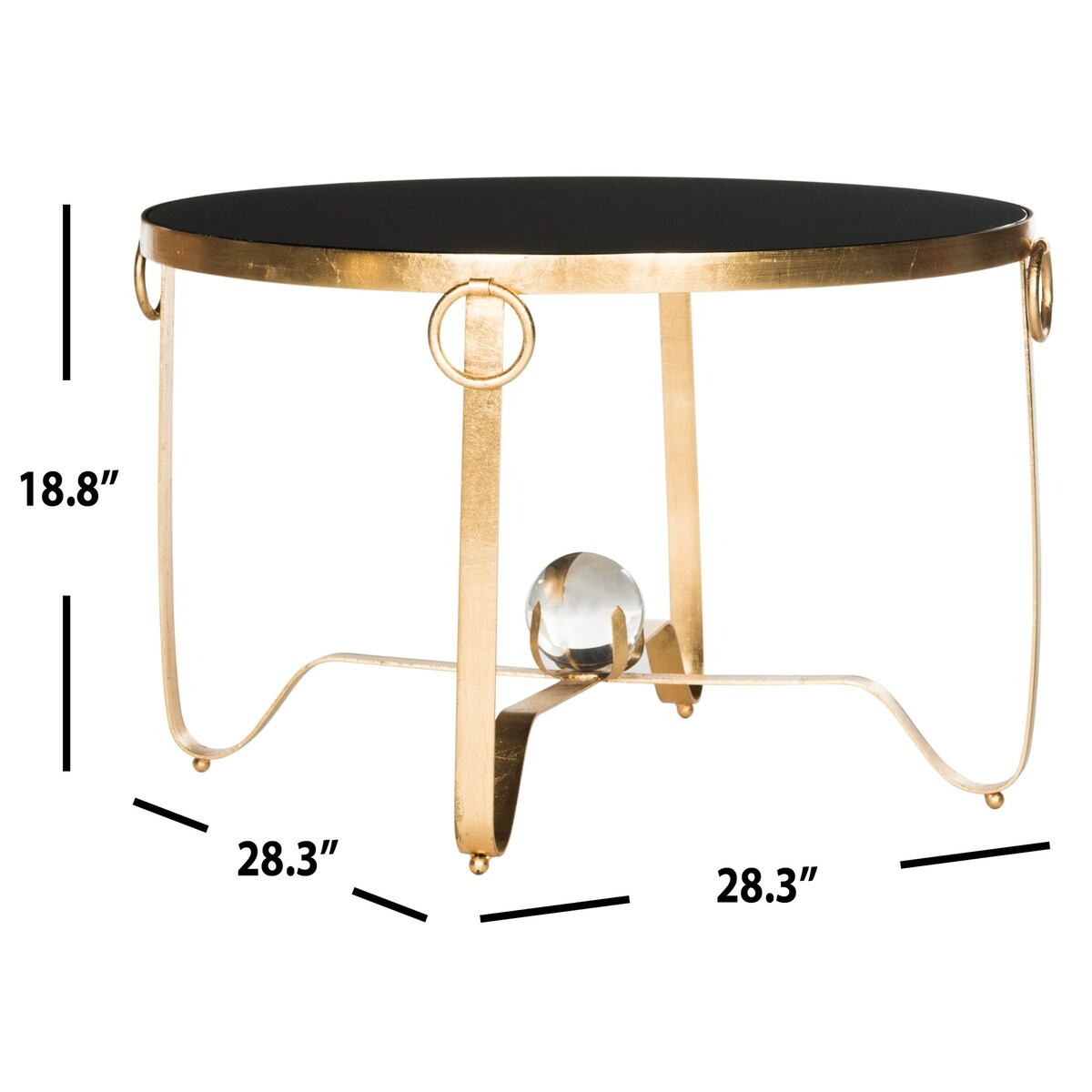 SAFAVIEH Marylyn Gold Leaf Round Coffee Table - Glass Ball - 28.3" x 28.3" x 18.8" - 28Wx28Dx19H