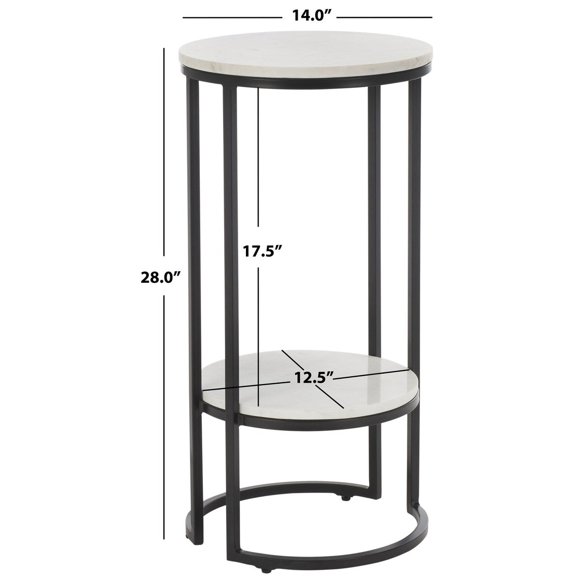 SAFAVIEH Mathilde Single Shelf Round Accent Table - 14" L x 14" D x 28" H - 14Wx14Dx28H