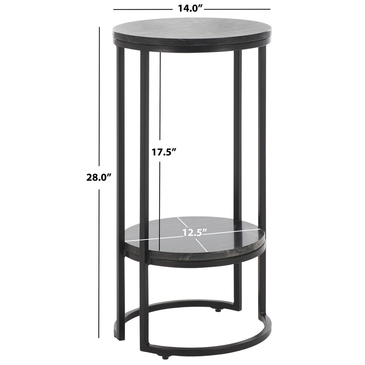 SAFAVIEH Mathilde Single Shelf Round Accent Table - 14" L x 14" D x 28" H - 14Wx14Dx28H